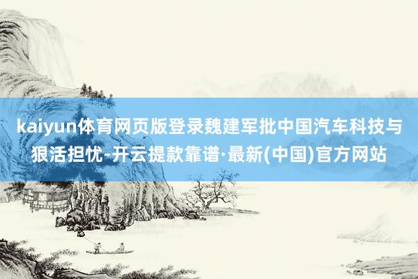 kaiyun体育网页版登录魏建军批中国汽车科技与狠活担忧-开云提款靠谱·最新(中国)官方网站